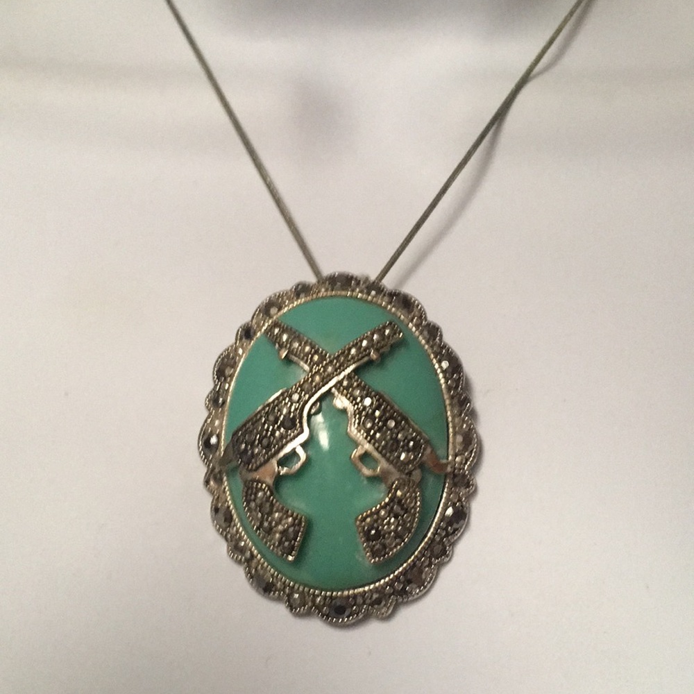 Western Rhinestone Pistols Pendant for necklace - Picture 9 of 14